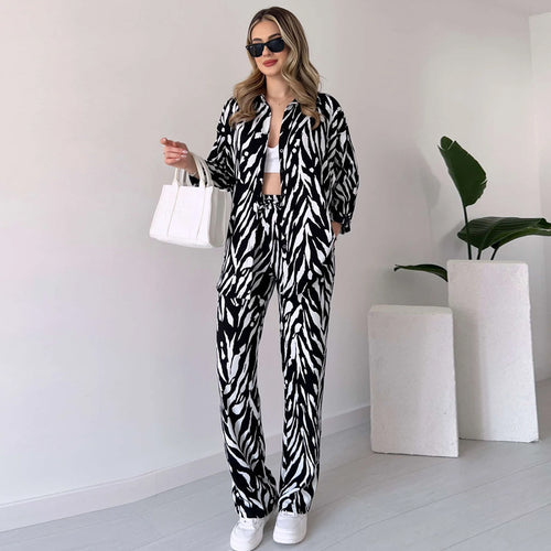 Ribbonelle™ Casual Loose Long Sleeve Trousers Suit