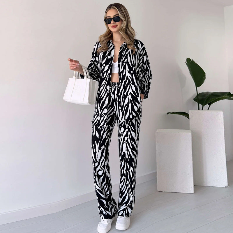 Ribbonelle™ Casual Loose Long Sleeve Trousers Suit