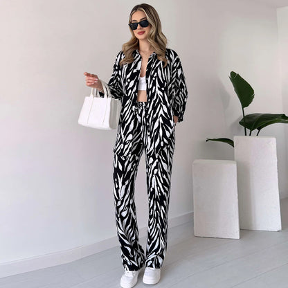 Ribbonelle™ Casual Loose Long Sleeve Trousers Suit