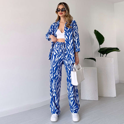 Ribbonelle™ Casual Loose Long Sleeve Trousers Suit