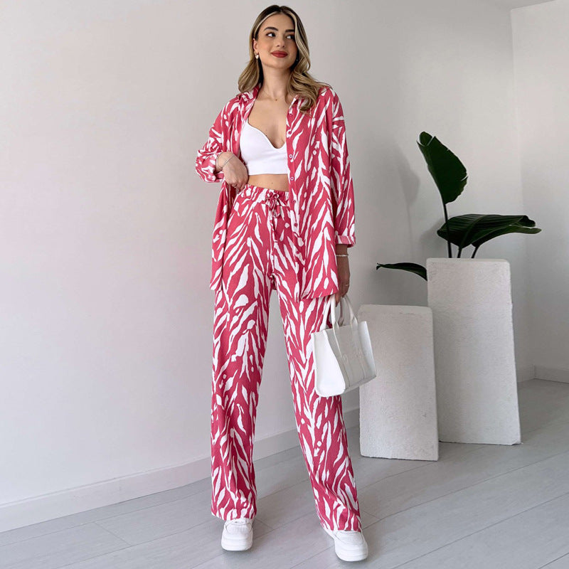 Ribbonelle™ Casual Loose Long Sleeve Trousers Suit