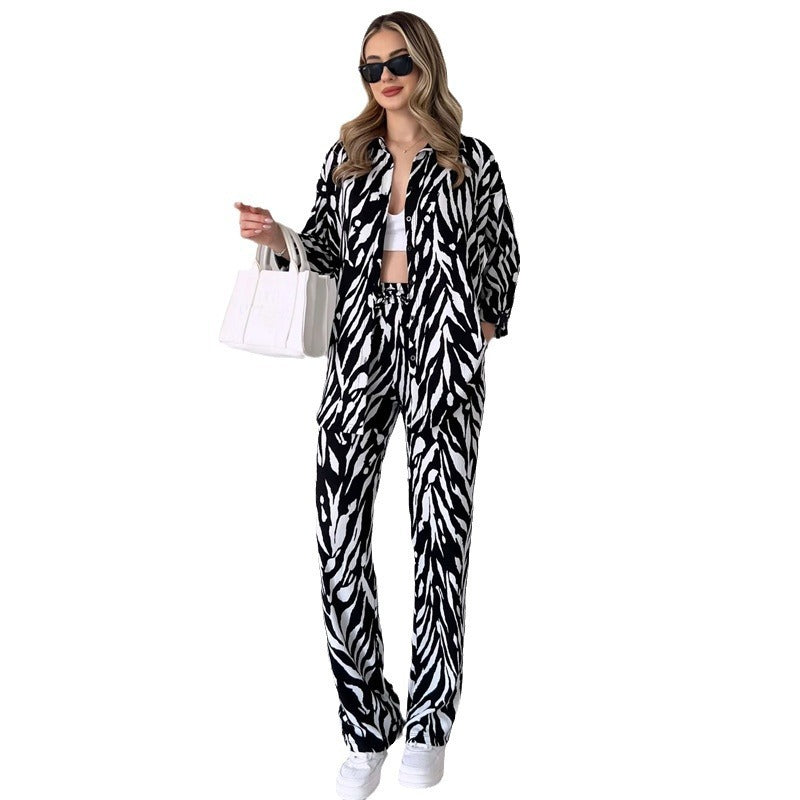 Ribbonelle™ Casual Loose Long Sleeve Trousers Suit