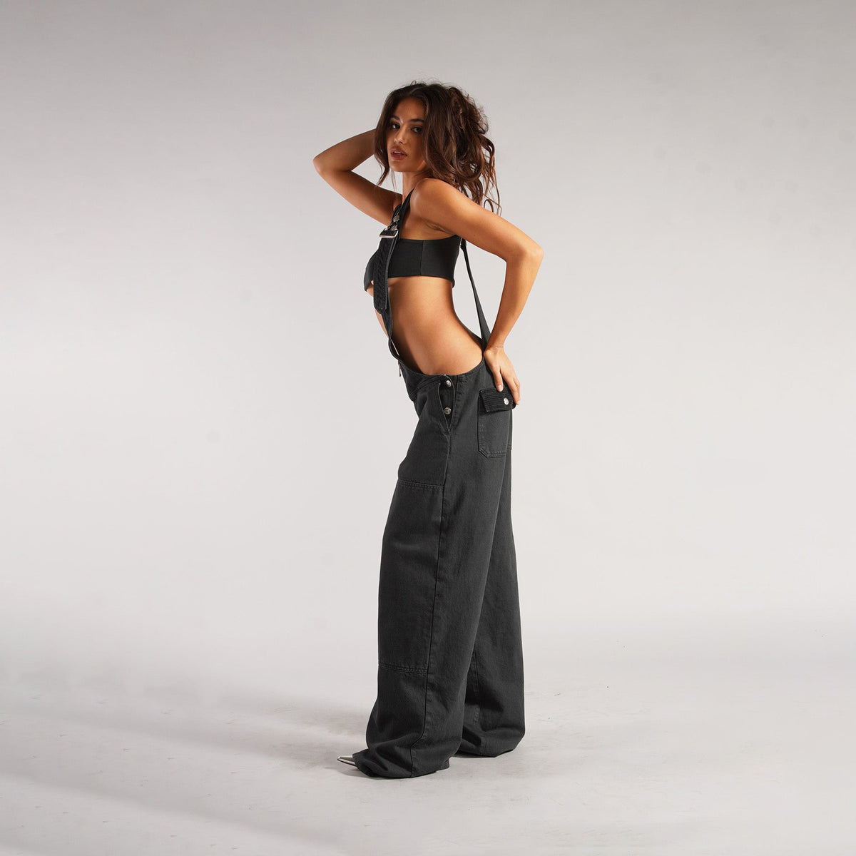 Cut-Out Denim Overalls